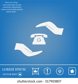 Two hands protecting or giving a phone