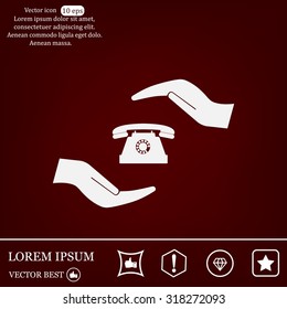 Two hands protecting or giving a phone