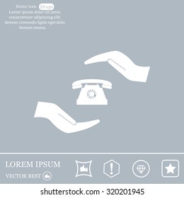 Two hands protecting or giving a phone