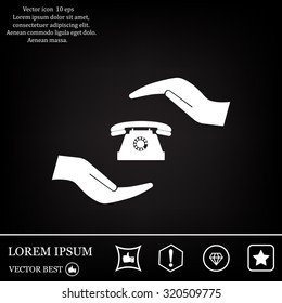 Two hands protecting or giving a phone