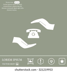 Two hands protecting or giving a phone