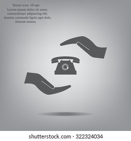 Two hands protecting or giving a phone