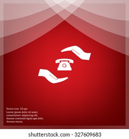Two hands protecting or giving a phone