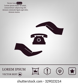 Two hands protecting or giving a phone