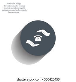 Two hands protecting or giving a phone