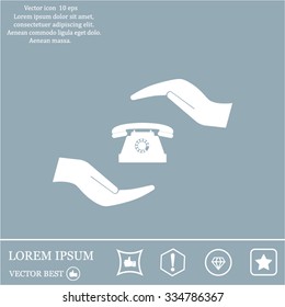 Two hands protecting or giving a phone