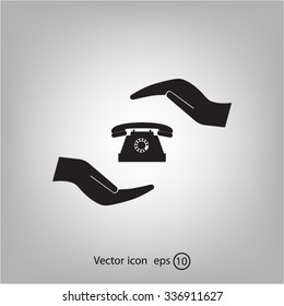 Two hands protecting or giving a phone
