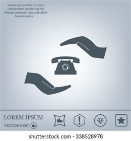Two hands protecting or giving a phone