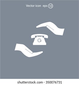 Two hands protecting or giving a phone