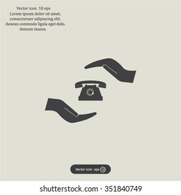 Two hands protecting or giving a phone