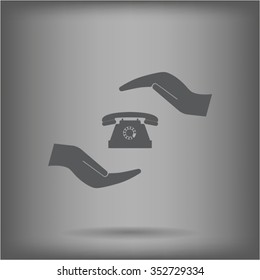 Two hands protecting or giving a phone