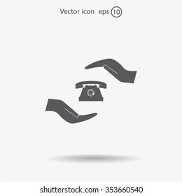 Two hands protecting or giving a phone