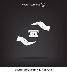 Two hands protecting or giving a phone