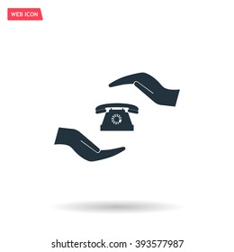 Two hands protecting or giving a phone