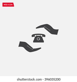 Two hands protecting or giving a phone