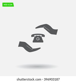 Two hands protecting or giving a phone