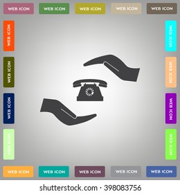 Two hands protecting or giving a phone