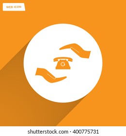 Two hands protecting or giving a phone
