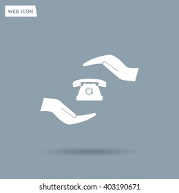 Two hands protecting or giving a phone