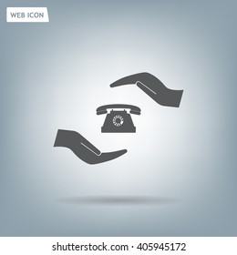 Two hands protecting or giving a phone
