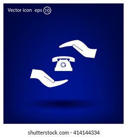 Two hands protecting or giving a phone
