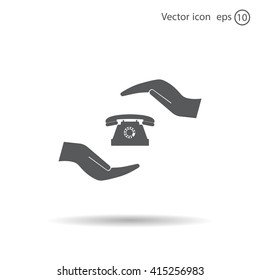 Two hands protecting or giving a phone