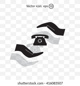 Two hands protecting or giving a phone