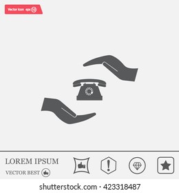 Two hands protecting or giving a phone