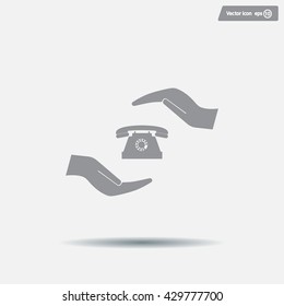Two hands protecting or giving a phone