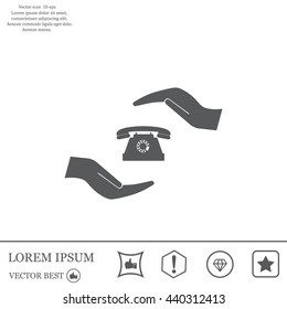 Two hands protecting or giving a phone
