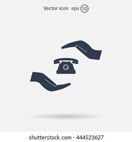 Two hands protecting or giving a phone