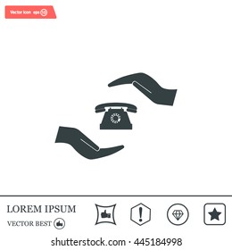 Two hands protecting or giving a phone
