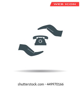 Two hands protecting or giving a phone