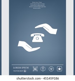 Two hands protecting or giving a phone
