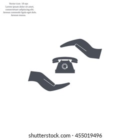 Two hands protecting or giving a phone