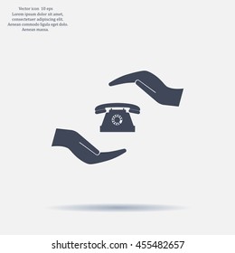 Two hands protecting or giving a phone