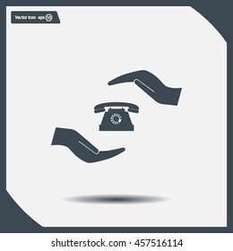 Two hands protecting or giving a phone