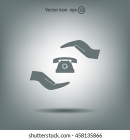 Two hands protecting or giving a phone