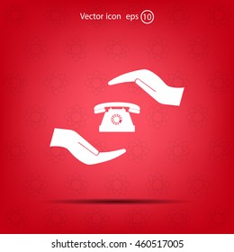 Two hands protecting or giving a phone
