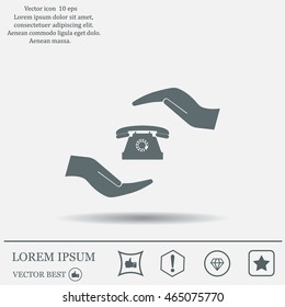 Two hands protecting or giving a phone