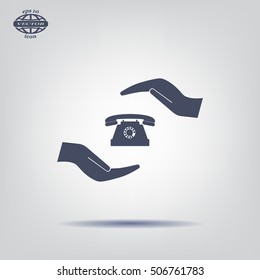 Two hands protecting or giving a phone