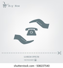 Two hands protecting or giving a phone