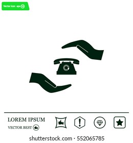 Two hands protecting or giving a phone