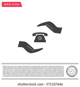 Two hands protecting or giving a phone