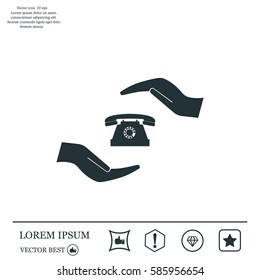 Two hands protecting or giving a phone