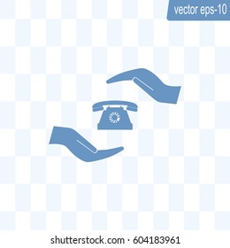 Two hands protecting or giving a phone