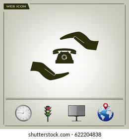 Two hands protecting or giving a phone