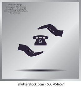 Two hands protecting or giving a phone