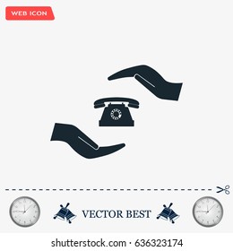 Two hands protecting or giving a phone