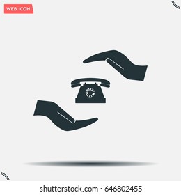 Two hands protecting or giving a phone